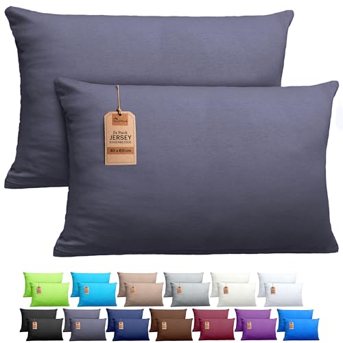 NatureMark 2er Set Jersey Kissenbezüge – Elastisch, weich, atmungsaktiv und hautfreundlich – Waschbare Kissenhülle - 40x60 (ideal für...
