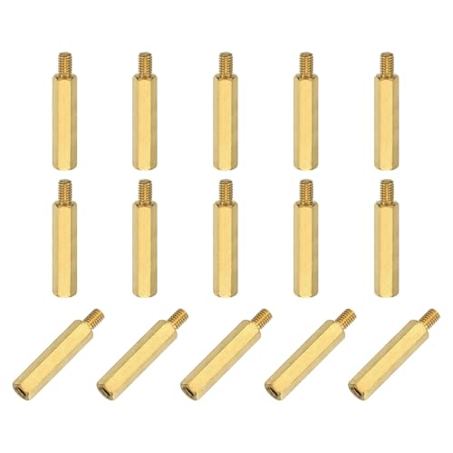 Image of uxcell 15Pcs Male to Female Thread Spacer Screws, M4 x 25mm + 6mm Brass Hex Standoff Screws PCB Motherboard for Drone Quadcopter, Computer and Circuit Board