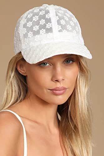 Tidefire Women's Lace Small Flower Baseball Caps Adjustable Hollow Lace Hat Summer Cap Visor Cap (White) #TOP1