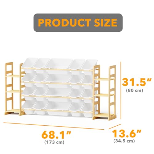 Image of SpaceAid Toy Storage Organizer with 6 Shelves and 20 Bins, Toy Organizers Storage Bookshelf, Kids Bin Shelf Toys Box Bookcase for Bedroom Playroom Organization Room Decor, White