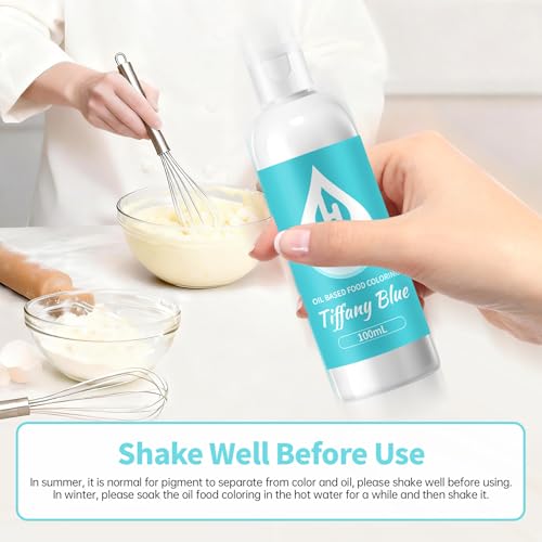 Image of Tiffany Blue Oil Based Food Coloring for Chocolate - Herbeklab 100ml Professional Concentrated Oil Food Dye for Candy Melts, Chocolate, Cake Pops, Strawberries & Baking