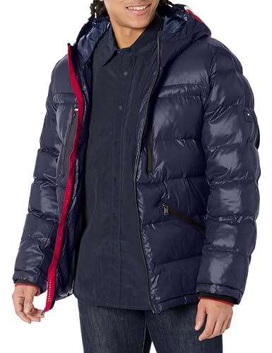 Tommy Hilfiger Men's Shiny Midweight Logo Puffer