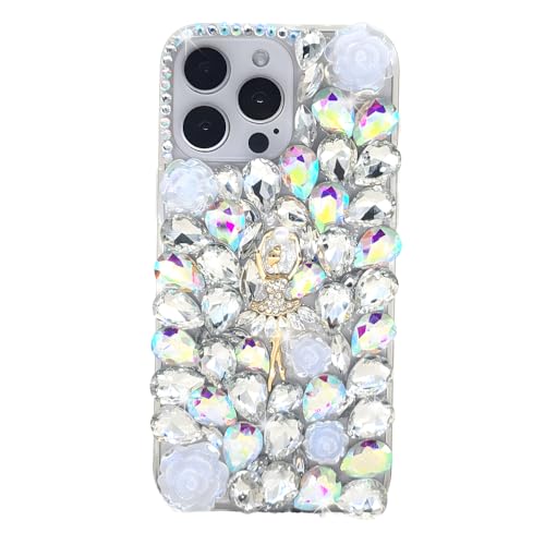 Ymyhyuxi Fundas para Samsung Galaxy A70 con diamantes de imitación 3D de lujo con purpurina y diamantes de imitación (blanco)