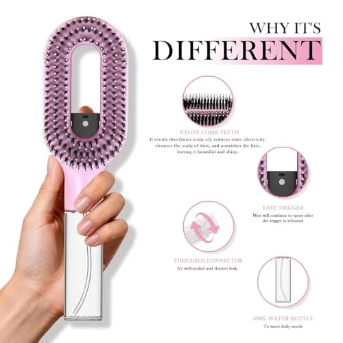 Image of 2-in-1 Spray Comb for Hair, Water Spray Detangling Brush with Built-In Mist Bottle, Anti-Frizz Wet Hair Brush for Men, Women & Kids Ideal for Long, Thick & Curly Hair