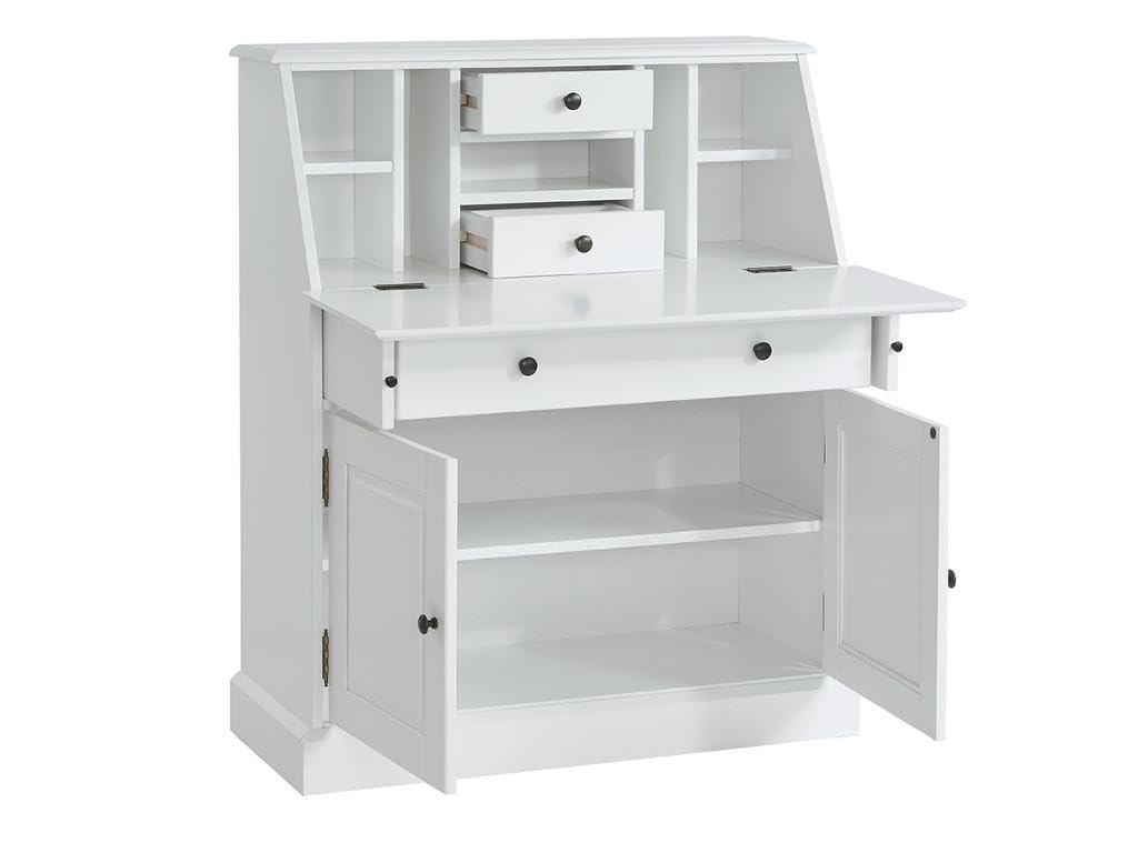 Vente-unique-Sekretär - MDF & Kiefernholz - Weiß - CLEORE