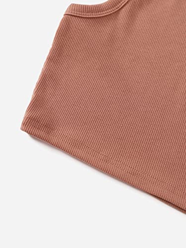 Milumia Girl's 2 Pack Ribbed Knit Sleeveless Round Neck Casual Baisc Crop Tank Top4