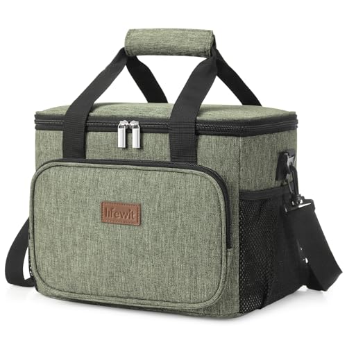 Lifewit Large Lunch Bag Insulated Lunch Box Soft Cooler Cooling Tote for Adult Men Women, Dark Green 24-Can (15L)