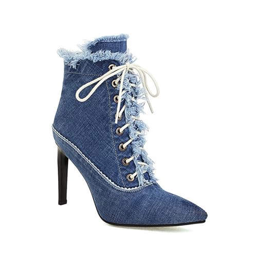 Bottines en denim à talons de 9,5 cm pour sublimer vos soirées habillées