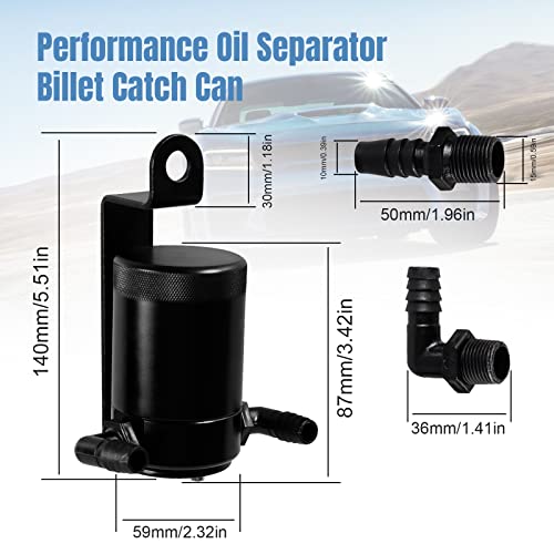 Gstp Performance Oil Separator Billet Catch Can Compatible With Hellcat Charger Challenger Demon Trackhawk 2015-2020 Black #TOP5