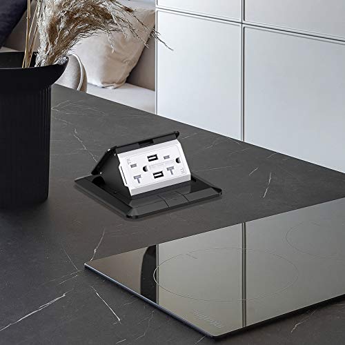 Kyhshj 4.8A Usb Chargers Pop Up Floor Watertight Gaskets Electrical Outlet Receptacle Stainless Steel Box,Black #TOP5