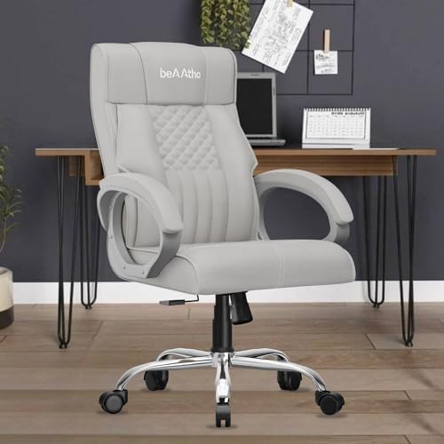 beAAtho® Oxford Ergonomic Leatherette Executive High Back Revolving Desk Office Chair with 3 Years Warranty (Grey)