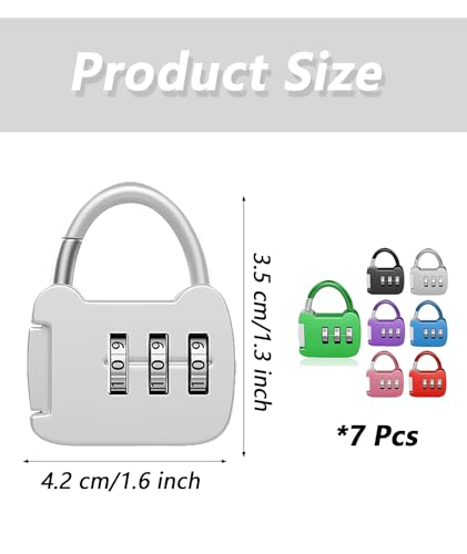 Image of 7 Pcs Number Lock, Number Locks for Door, TSA Locks for Luggage Resettable Pin Number Padlock Smart Lock for Bag Small Lock for School Gym Locker Sports Locker Fence Toolbox Gate Case Hasp Storage