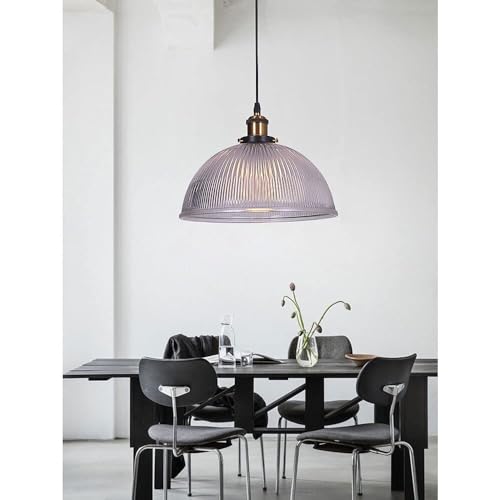 Suspension rétro 1 lumière en verre transparent pour plafond - 6