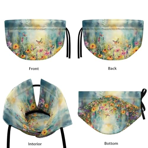 Image of Xoenoiee Butterfly Vibrant Flowers Print Tea Cozy Cotton Tea Cosy for Teapots Keep Warm Teapot Cover Insulated Kettle Cover for Home Kitchen Table Decor