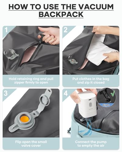 Image of coofay Vacuum Backpack Travel with Pump Vacpack Travel Backpack with Vacuum System Mochila de Viaje Compresion al Vacio Easyvacpack Airbag Backpacks for Traveling Carry on Luggage
