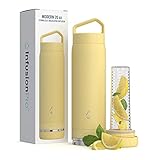Infusion Pro Stainless Steel Fruit Infuser Water Bottle (20 oz) : Vacuum Insulated : Bottom Loading for More Flavor : Recipe eBook : Easy Cleaning : Great Gift