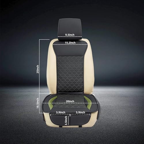 Image of Elantrip 2PCs Front Car Seat Covers Leather Car Seat Protector Universal fit for Most Cars SUVs and Trucks Water Proof Seat Protector Black and Green