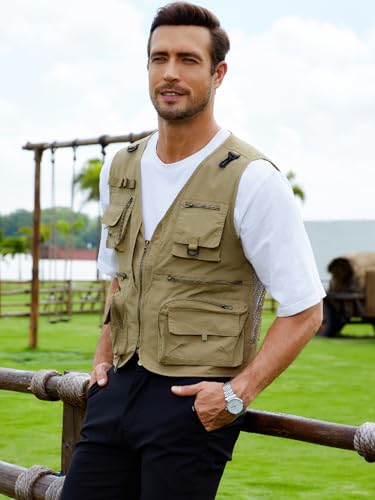 Gihuo Men's Lightweight Casual Vest Outdoor Work Fishing Zipper Travel Vest3