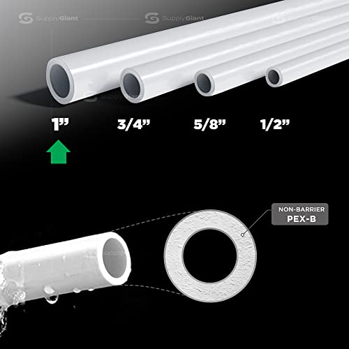 Pexflow PEX Potable Water Tubing - PFW-W1100 1 Inch X 100 Feet Tube Coil for Non-Barrier PEX-B Residential & Commercial Hot & Cold Water Plumbing Application (White)