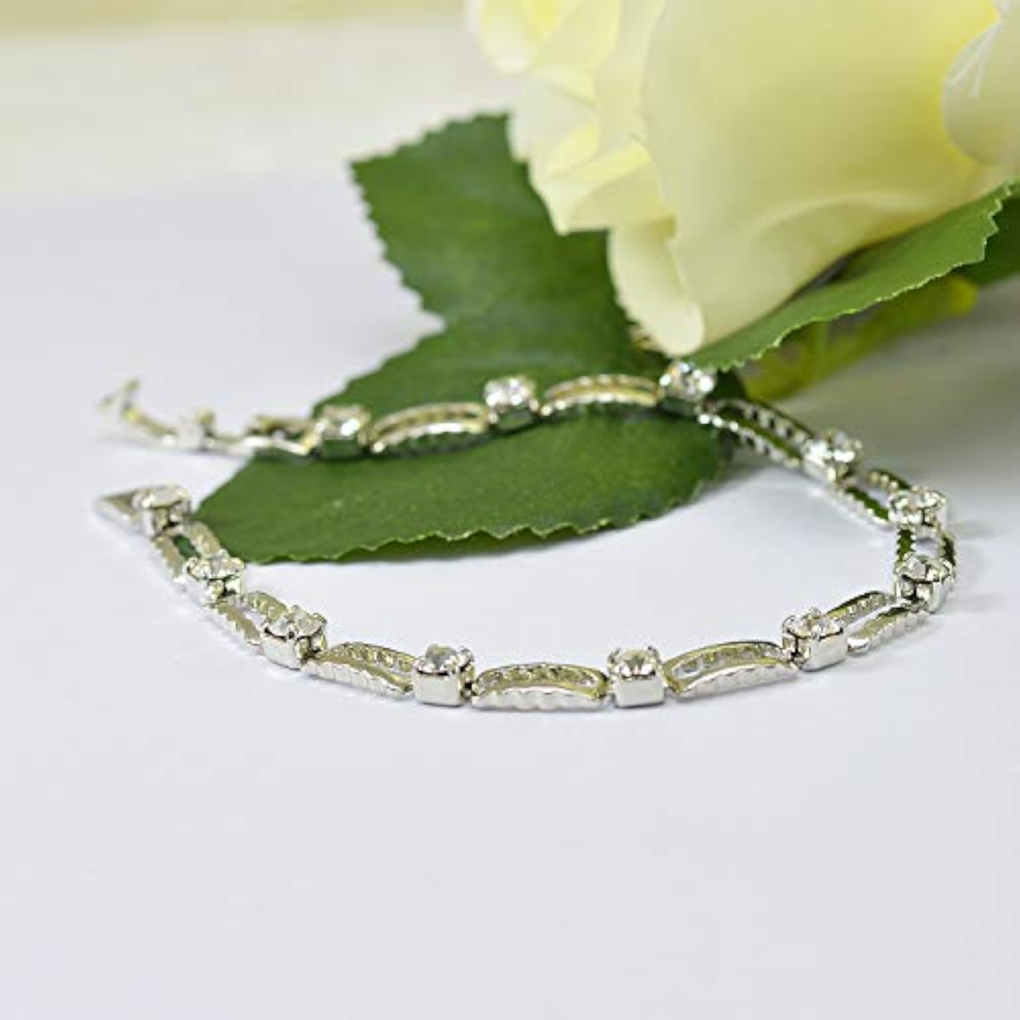 Desire Collection CZ American Diamond Bracelets, Rodium Plated