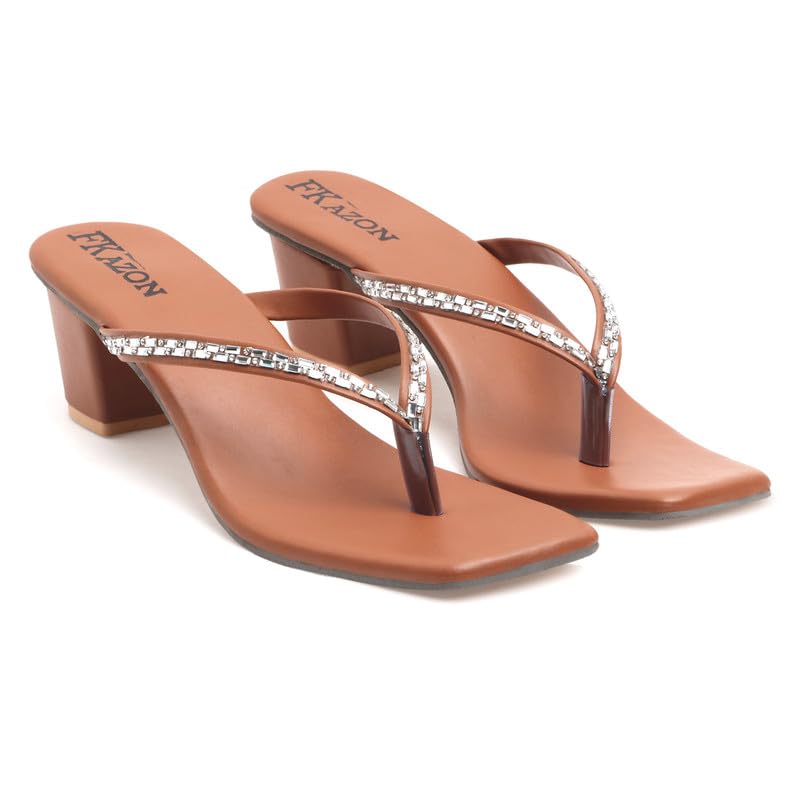 Women's Toe-Ring Flip Flops – Synthetic Leather Heel Sandals|FK_808_TEN HEEL-W1-P1-image-0