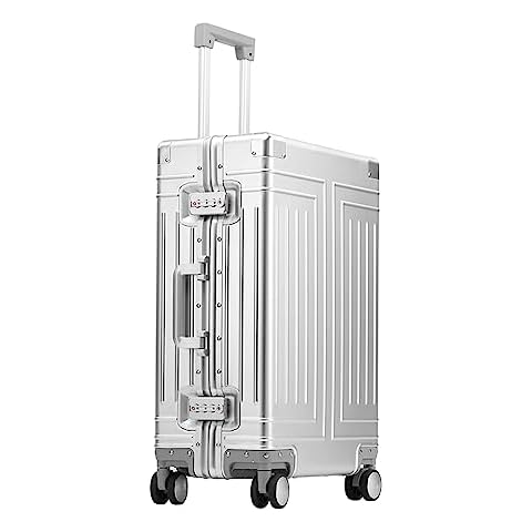 feilario 20in All Aluminum Luggage Hard Shell Carry On Suitcase Zipperless 360° Spinner Wheels Luggage - with 4 Anti-crash Corners Cover