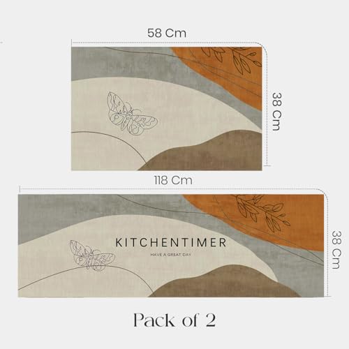 Image of Glaceon Farmhouse Kitchen Mats for Floor 2 Piece Set Kitchen Rugs and Mats Non Skid Comfort Kitchen Standing Mat for Bedroom Laundry Room (ASM13)