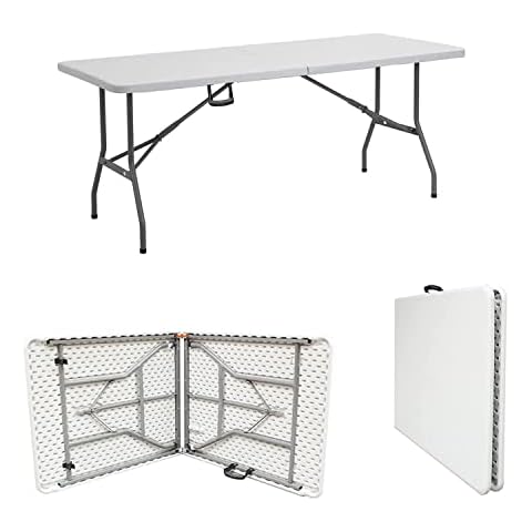 Janoon Camping Catering Heavy Duty Folding Trestle Table For BBQ Picnic Party by Crystals 4ft, 5ft & 6ft (6FT FOLDING TABLE) Cover