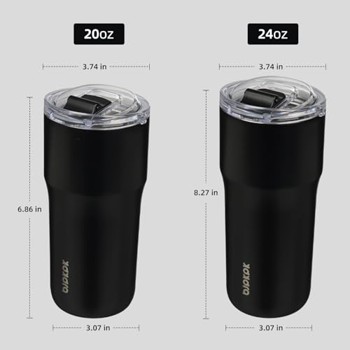 Image of BJPKPK 20oz Spill Proof Coffee Tumbler, Insulated Stainless Steel Cup | Double Wall Vacuum, Leakproof Lid, Keeps Hot /Cold /Iced, BPA Free, Dishwasher Safe, Cupholder, Travel, Black