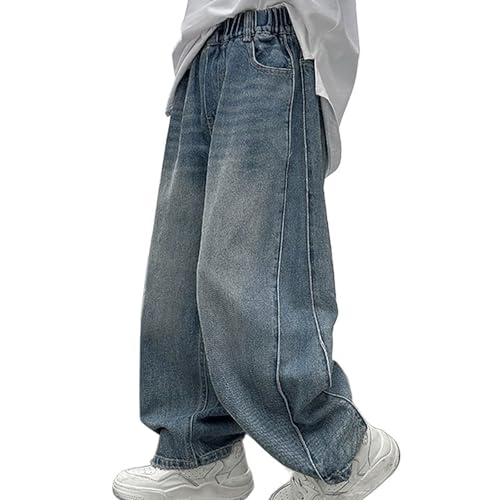 Boys Casual Outdoor Pants Denim Trousers Elastic Waist Lightweight Comfortable Long Pants for Kids Ages 4-13