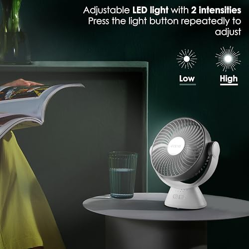 Gesto 7.8 Inch Rechargeable Table Fan - Grey/Green - Image 5