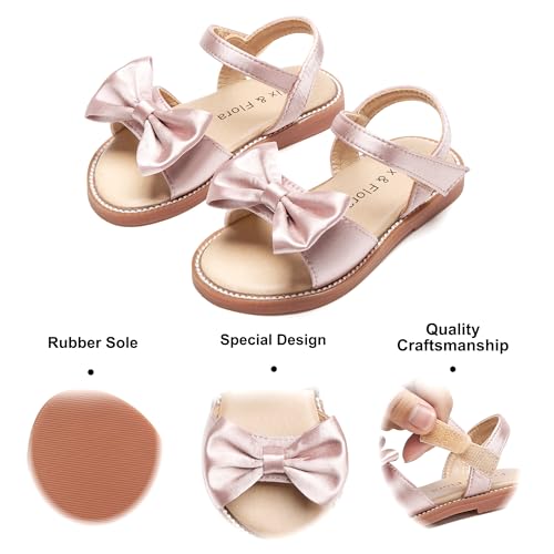 Image of Felix & Flora Toddler Girl Sandals - Little Girl Easter Dress Shoes Lightweight Open Toe Beach Holiday Flats