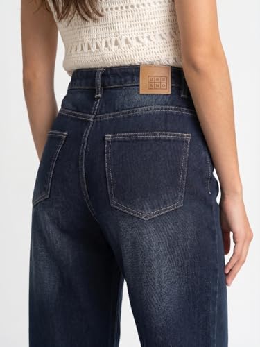 Image of Urbano Fashion Women's Mid Rise Wide-Leg Washed Jeans Non-Stretchable