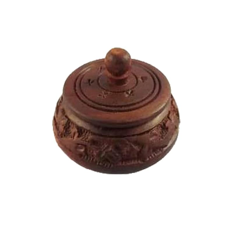 HUNARMONKH Wooden Beautifully Carved Decorative Box For Multipurpose Use I Pooja Articles I Item Sindoor Dani I Pooja Kumkum I Small Jewellery I Gift Item (2"X1.5") (Set Of Two) 2