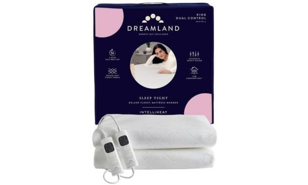 Dreamland Sleep Tight Electric Blanket – Premium Heated Fitted Underblanket with 6 Heat Settings, Fast Heat Up, Overheat Protection & Machine Washable, Timer, 160 x 150cm - King Size