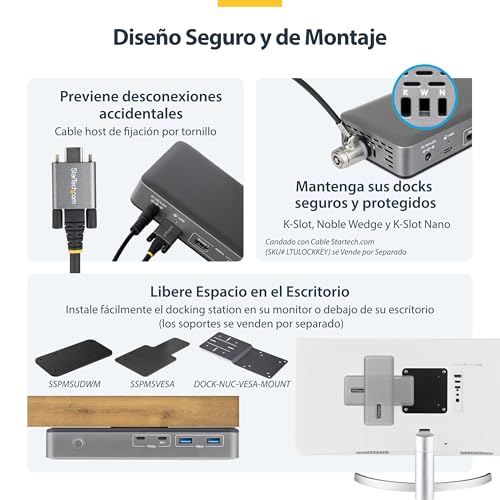 Dock USB-C HDMI Doble 4K 60Hz Windows con concentrador de puertos USB-C y USB-A 6