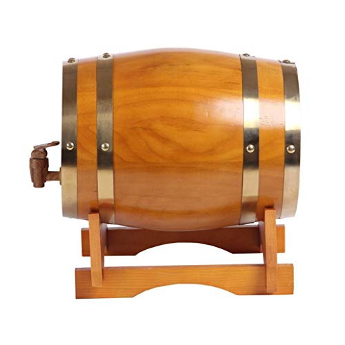 DPPAN Wood Wine Barrel Barrel Dispenser with Stand, Whiskey Barrel for Storage Whiskey Bourbon Tequila Rum Brandies,B_1.5L