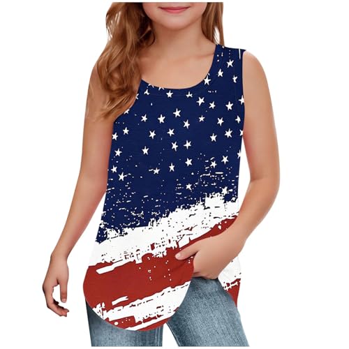 American Flag Tank Tops for Girls 4th of July Graphic Vest Patriotic Summer Sleeveless Shirts Independence Day Tops