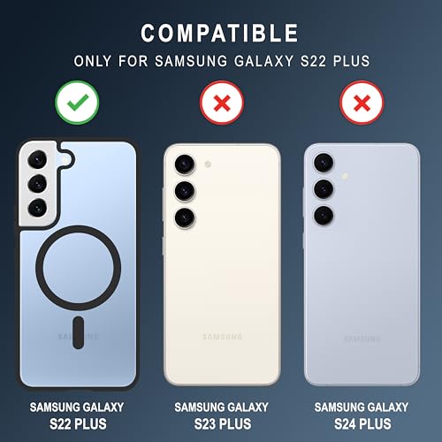 Image of CEDO Cover for Samsung Galaxy S22 Plus (5G) | Compatible with MagSafe Wireless Charging | Designed with Magnetic Lock Shockproof Phone Bumper Transparent Back Case Cover (Black)