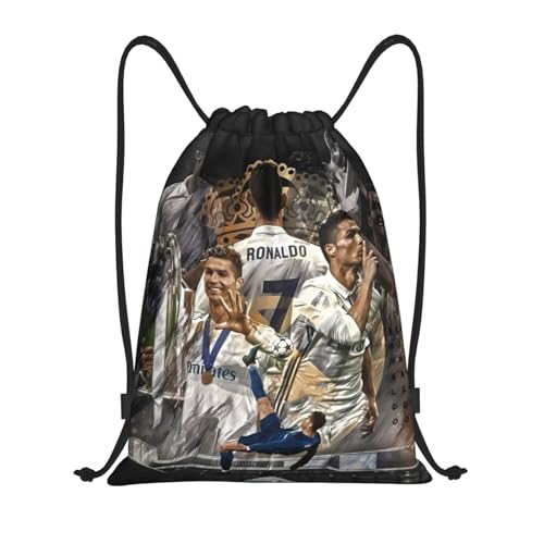 #7 Ronaldo Adult Drawstring Bags Gym Bag Sackpack Cinch For Gym Shopping Sport Yoga, Medium, Black