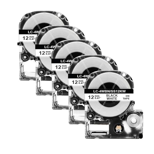 SS12KW LK-4WBN Compatible With Label LW-300 400 For ST12KW SC12RW SC12YW 5 PACK / 10 PACK(5PK Black on White)