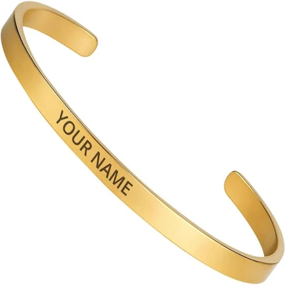 Personalized Golden Kada | Adjustable Unisex Bracelet with Custom Engraving | 1 Year Colour Warranty | Glossy Finish