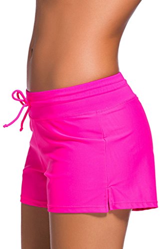 Image of Women Sports Summer Bottom Slit Swim Beach Board Shorts