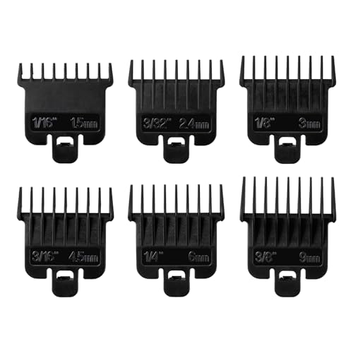6Pcs Hair Clipper Guards Compatible with Andis T Outliner G, GO, GTO, ORL, LS2, LS3, PLS, PMT-1, RT-1, SLII, Trimmer Guards Replacement - 1/16