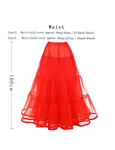 Honeystore Women's Wedding Underskirt Long Ballet Tutu Skirt Full Petticoat Slip Red S #TOP2