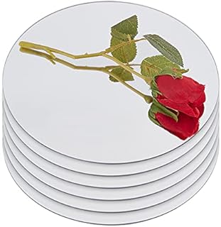 OLYCRAFT 6 Pcs 20cm Round Mirror Plate Glass Round Mirror Trays Circle Mirror Candle Plates Circle Mirror Tiles Mirror Wall Stickers for Table Centerpieces Home Decoration 20x0.4cm