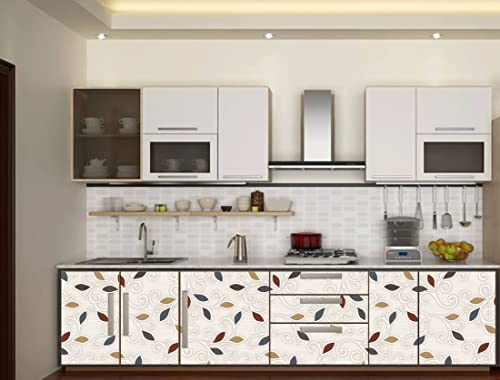 Image of CABANA HOMES Wall Stickers Botanical DIY Leaves Wallpaper for Home Decor (45 x 125 cm, 1 Roll) (6 sq. ft) Decorative Self Adhesive Decal Bedroom Living Room Wardrobe, Light Yellow