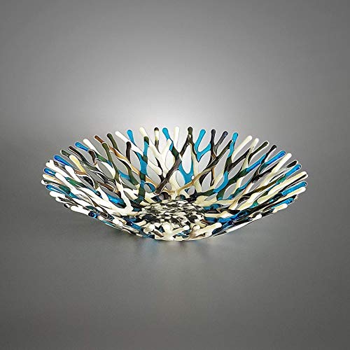 Glass Art Beach Themed Sea Coral Fruit Bowl | 11 Inches | Ivory Turquoise Blue and Brown | MADE TO ORDER - Image 8