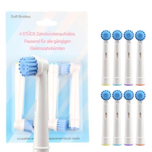 Lot de 8 Sensitive Clean Brossette de Rechange à Dent Electrique pour Électriques Braun Oral B Modèles Têtes Brossettes pour un Nettoyage des Dents en...