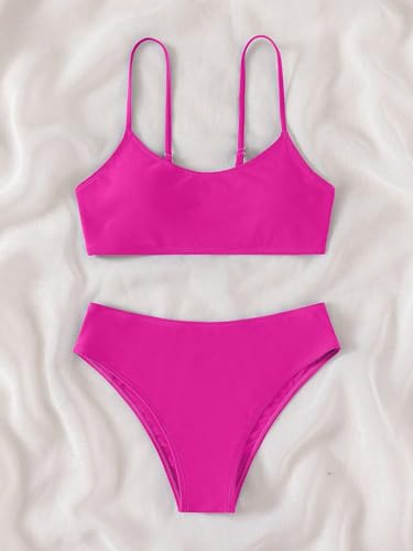 Image of SHENHE Girl's 2 Piece O Ring Bikini High Waisted Spaghetti Strap Cute Swimsuit Bathing Suit